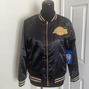New Black and Gold Los Angeles Lakers  Zip Glamour Bomber Jacket